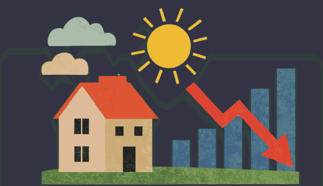 Mortgage rate house down arrow